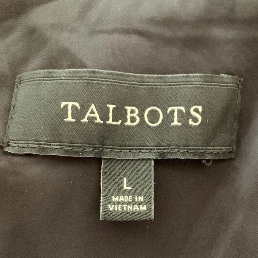 TALBOTS Jacket Blazer Size Large Black Gray Two Buttons Knit Long Sleeve